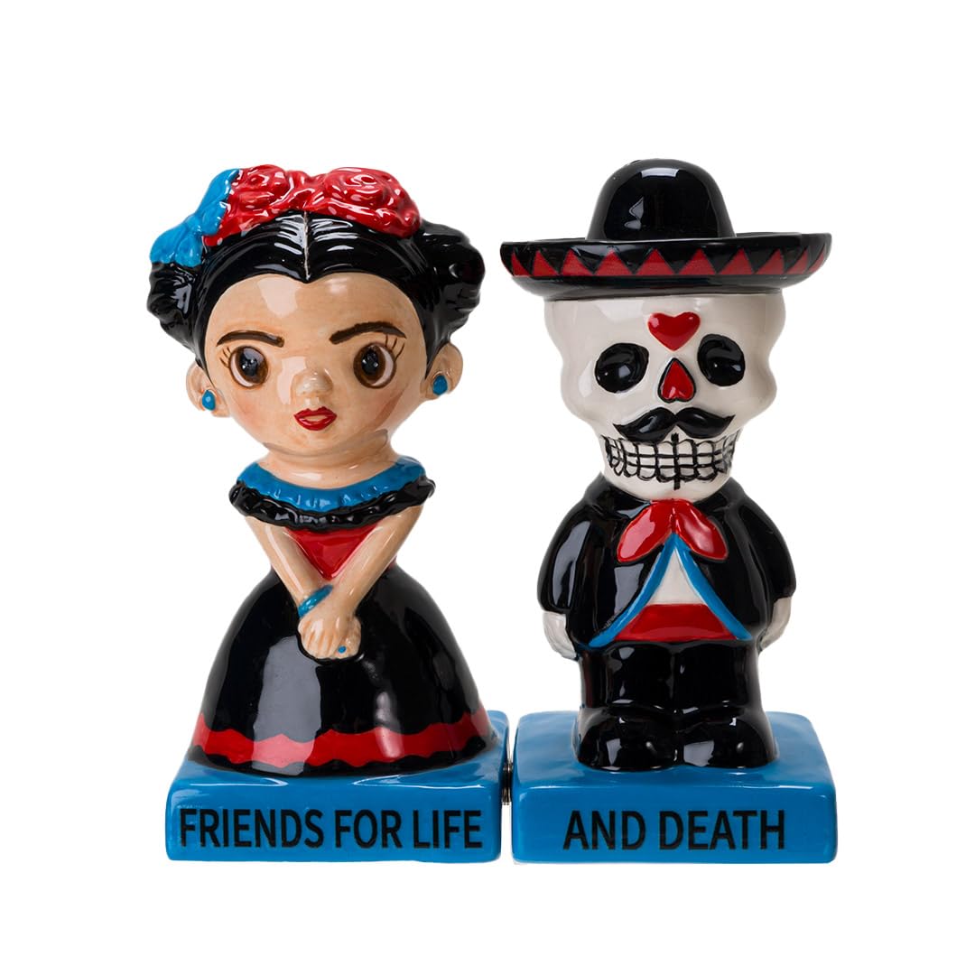 Salière poivrière Día de Los Muertos design crâne mexicain peint à la main