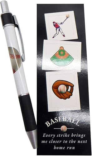 Miniatura 4 de Westmon Works Juego de bolígrafos de béisbol con marcapáginas de tarjeta de oración, tema deportivo, herramienta de escritura novedosa para atletas