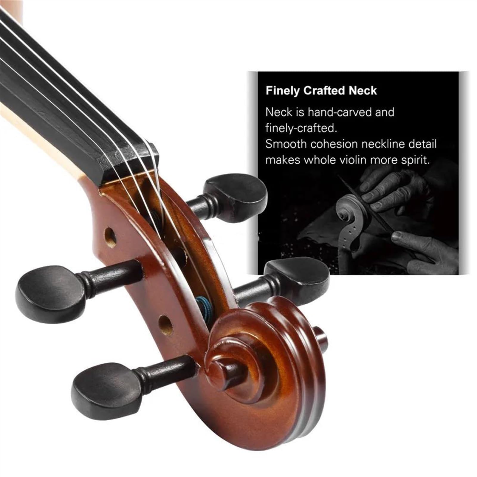 Violine Anfänger-Starter-Set Für Elektrische Violine Aus Massiver Fichte Mit Schwarzem Etui Bogen Und Schulterstütze(1/4)