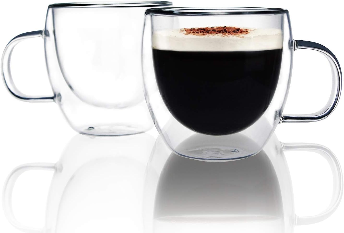 Kitchenexus Glass Espresso cups, Set of 2 6oz Double Wall