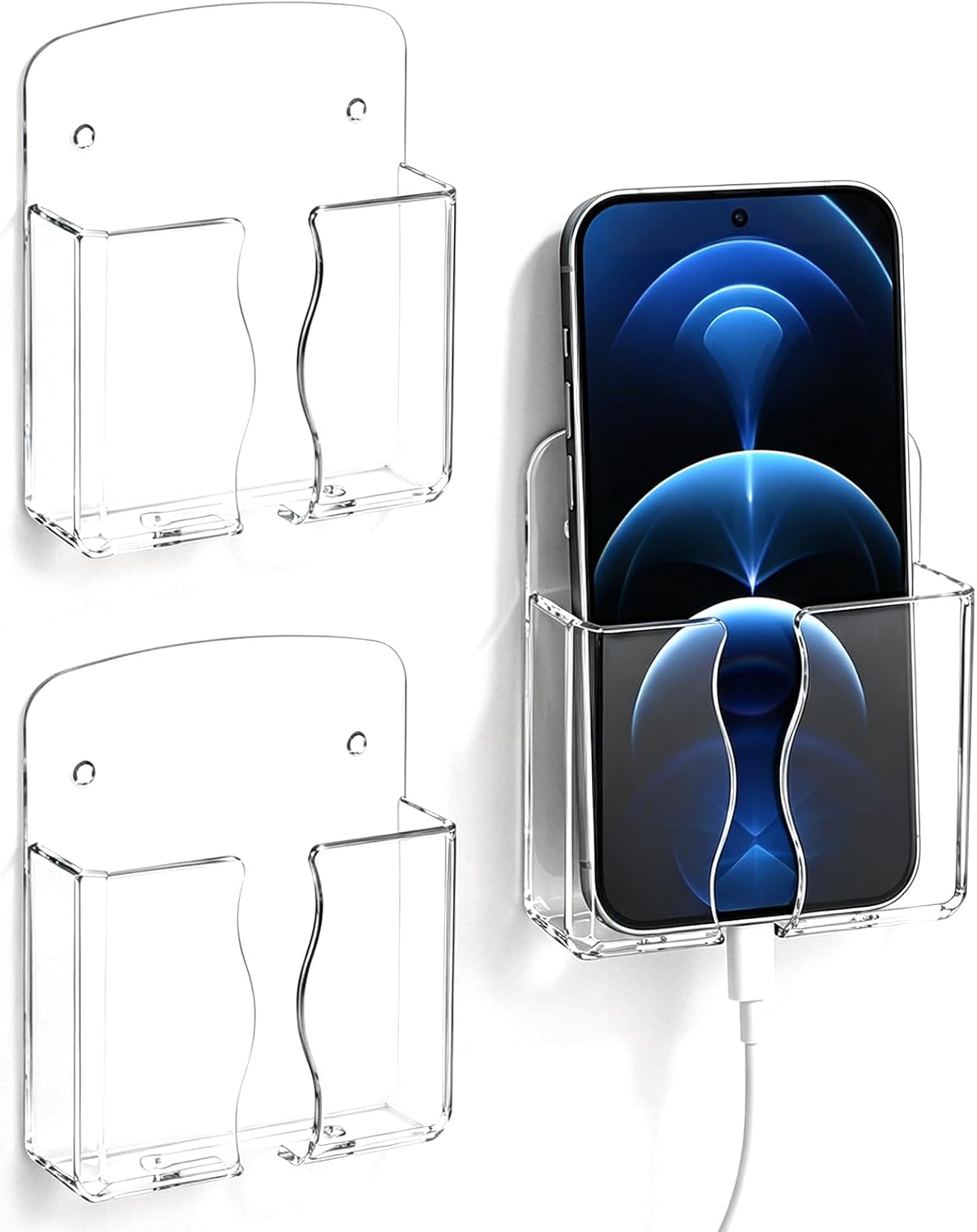 Qianyu 3 Pcs Wall Mounted Phone Holder Wall Cellphone Holder