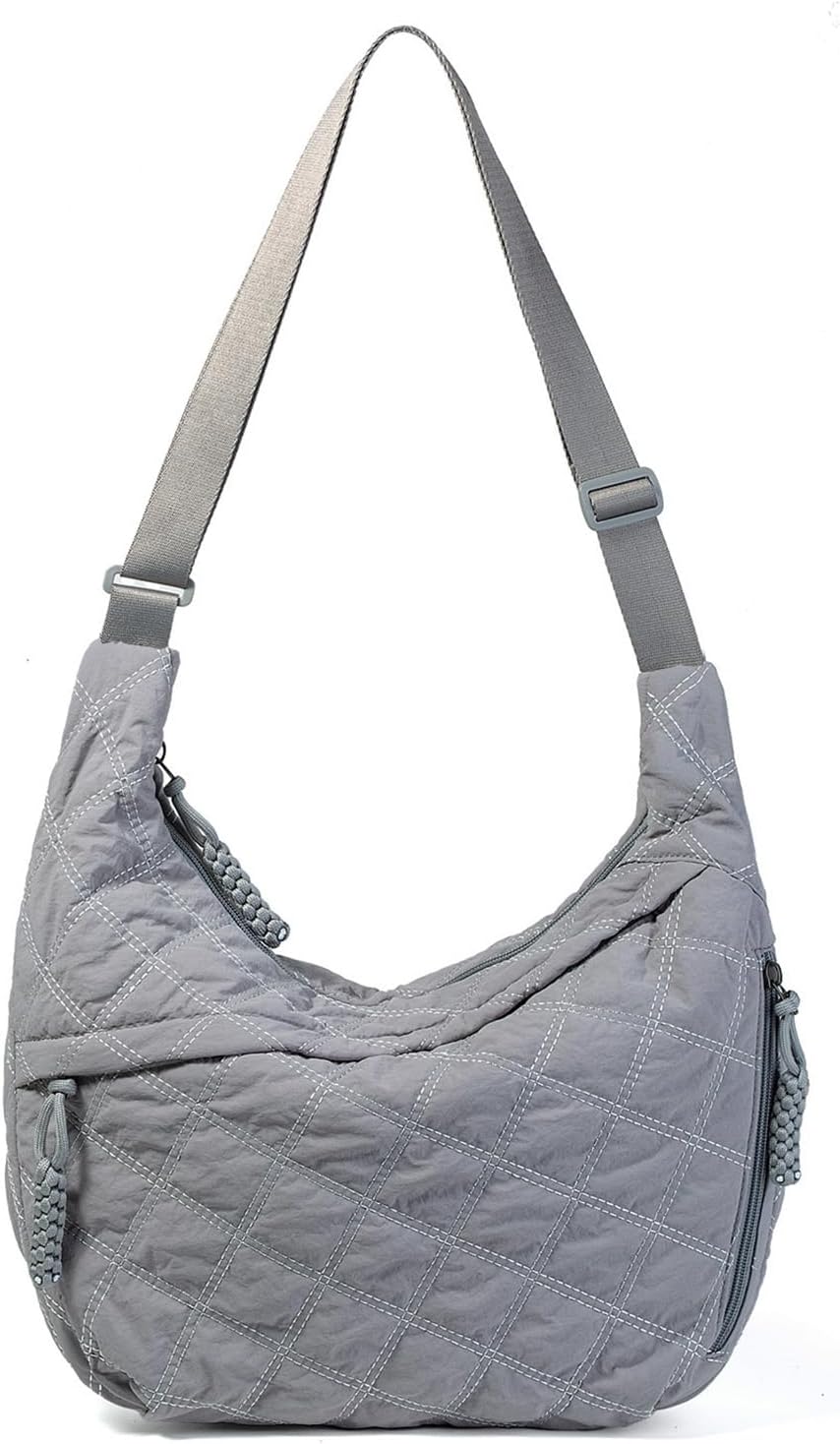 Nylon Crescent Crossbody Bag for Women Shoulder Tote Handbag Casual Sling Bag Dumpling Purse Bag for Outdoor Travel
