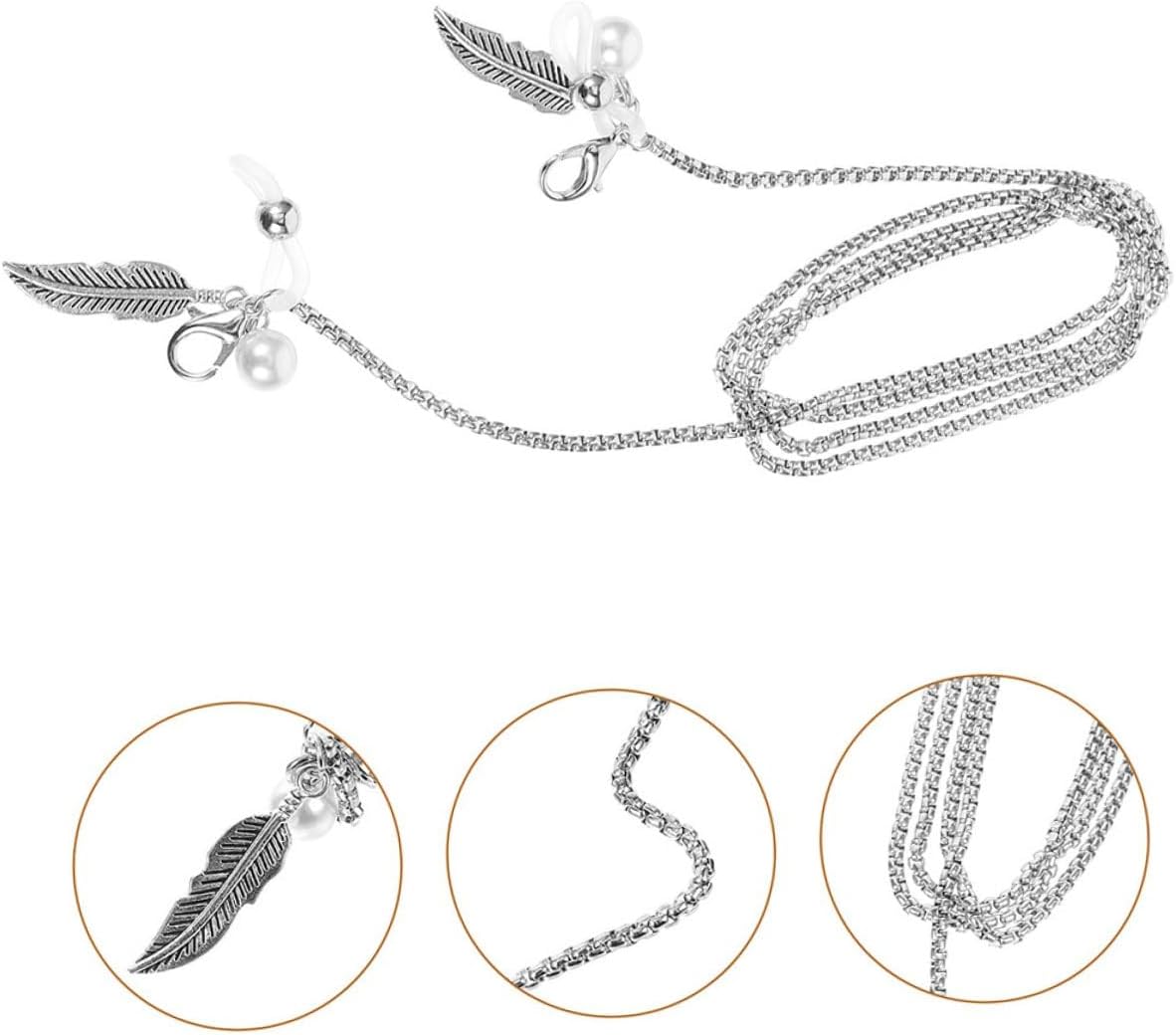 GALPADA 2pcs Stainless Metal Leaf-design Eyeglass Chains Sunglasses Strap Cord Spectacles Cord for Women and Men Neck Holder Retainer Accessories