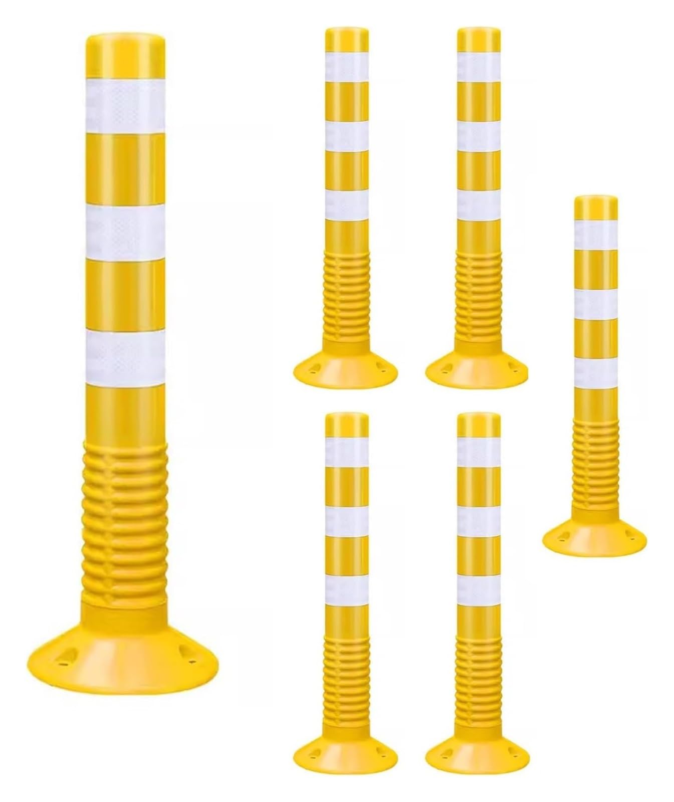 HCZKIUJY Traffic Delineator Post,Safety Warning Column, Parking Cones Traffic Delineator Safety Post for Parks/Garden Pathways/Streets Commercial Flexible Caution Bollard (Yellow 6 Pack)