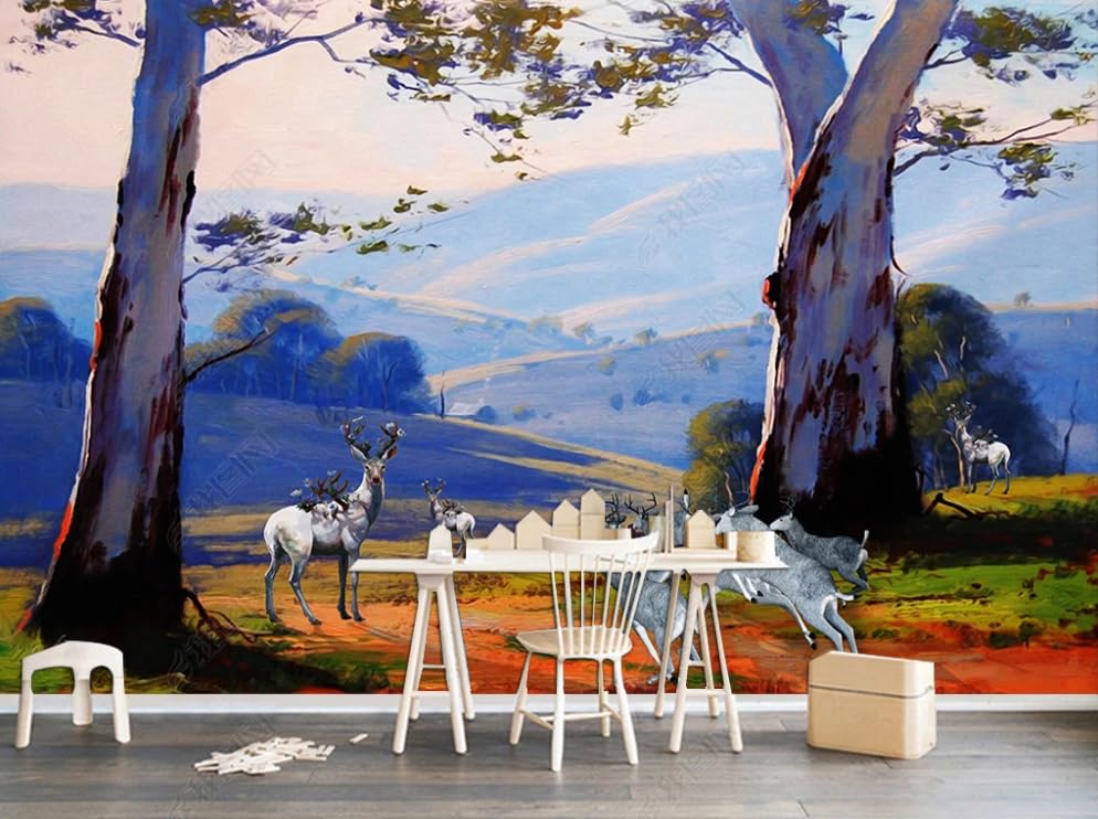 Papier peint intissé paysage forestier pour camoufler un mur et agrandir un salon