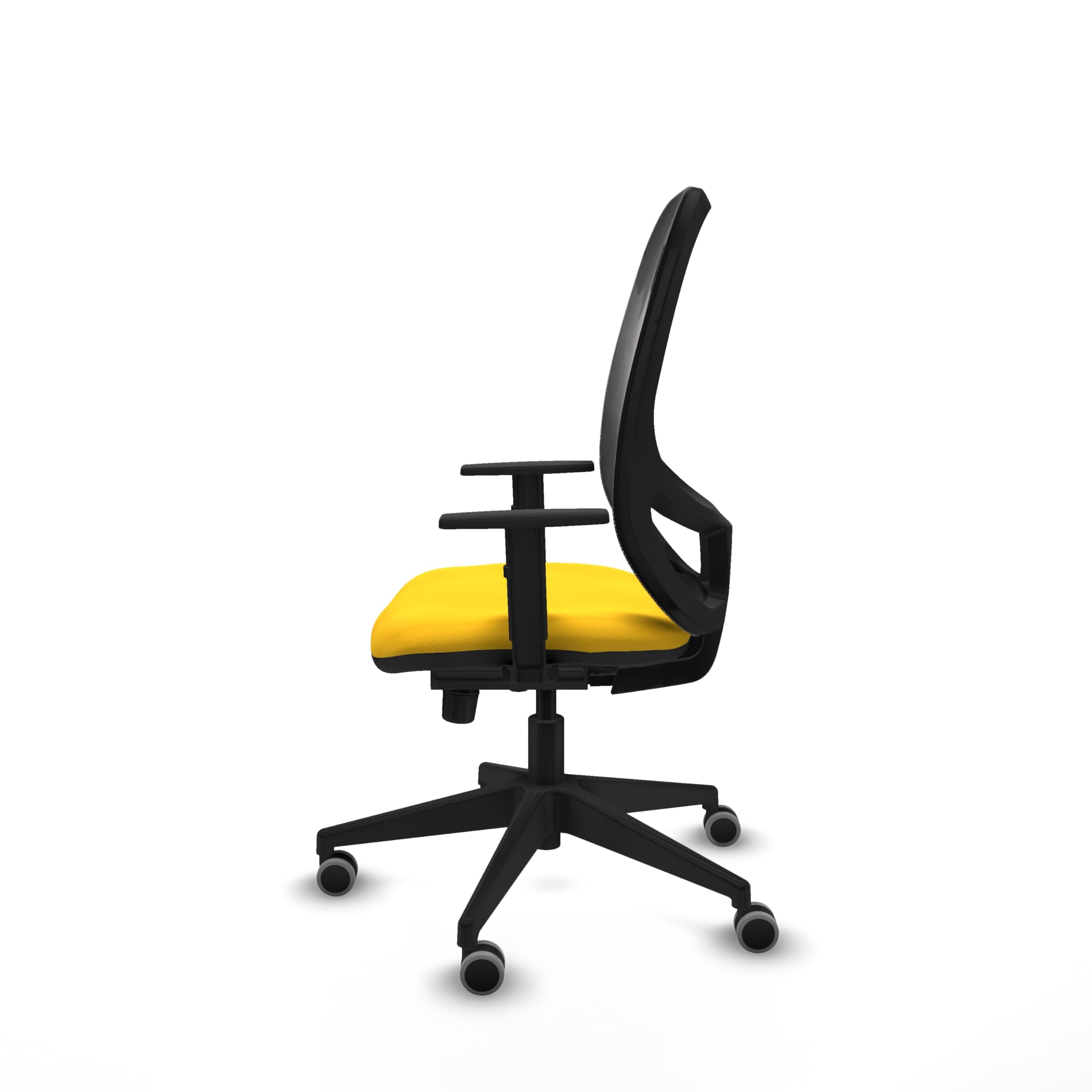 Piqueras y Crespo - Silla Escritorio Oposiciones Cilanco con Brazos 1D, Apoyo Lumbar Regulable en Altura. Equipado con Sincro 3 Posiciones y Espuma de Corte. Negro/Amarillo
