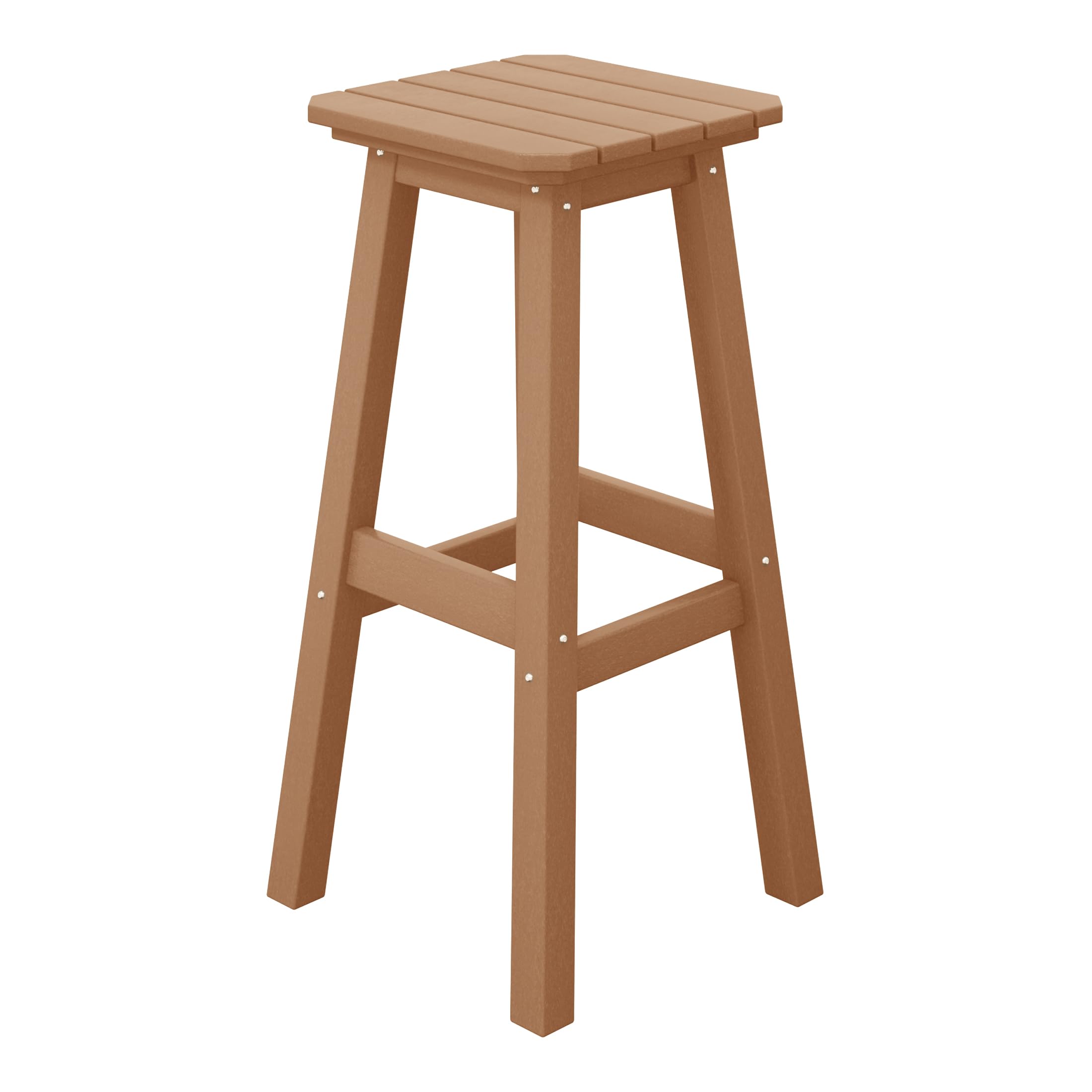 Paradise 29" Outdoor Patio HDPE Square Backless Bar Stool, Teak
