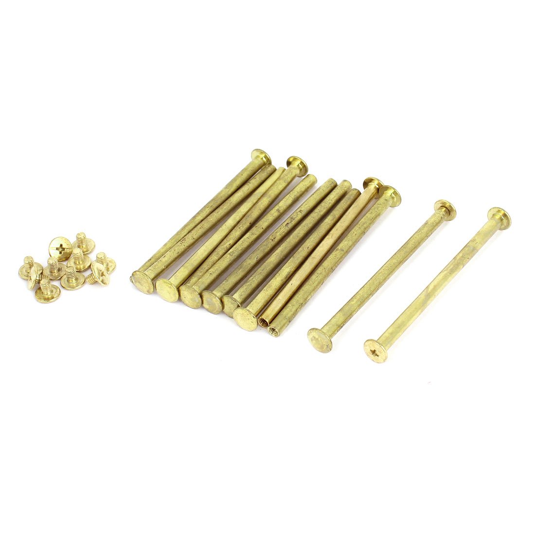 Uxcell Brass Sourcing Map Scrapbook Leather 5X80mm Plated Binding Chicago Screw Post 12Pcs