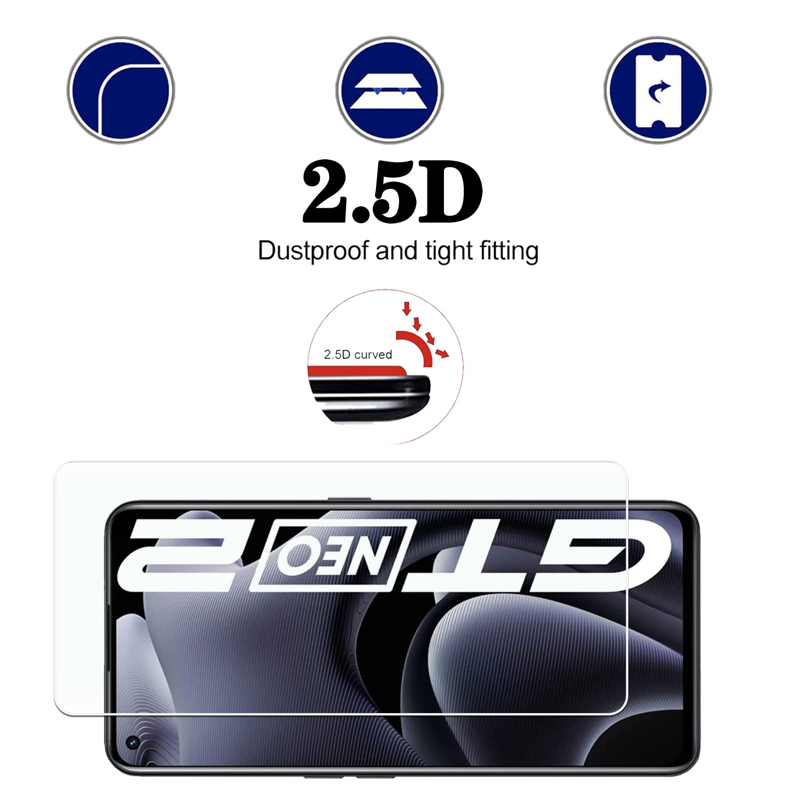 Vetro Temperato Vauki Per Realme GT Neo2/GT 2/Neo 3T 5G, 3 Pezzi, 9H, Anti-graffio, Anti-impronte, Ultra HD, 0.3mm