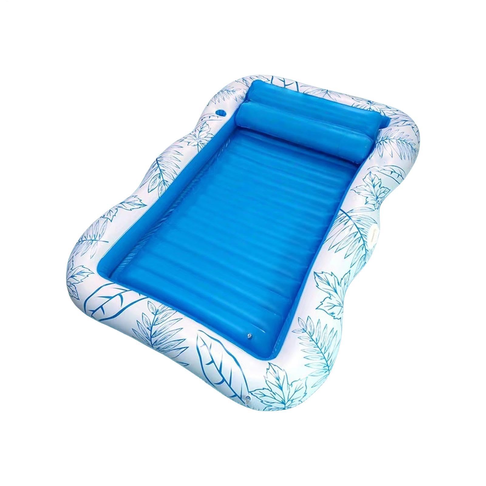 Pool Lounger Float Adult, Inflatable Single Double Tanning Bed With Pillow