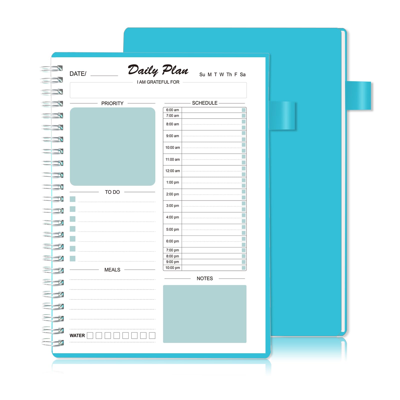Photo 1 of Undated Daily Planner,A5 Schedule Notebook and Hourly Planner for Personal Life and Business Office,Spiral Binding Organizer Notebook Planner with Pocket,Pen Holder,160 Page. A5-Daily Planner