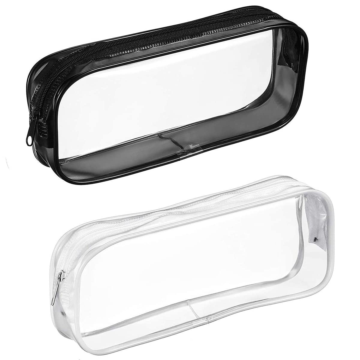 KETAR2Pcs Clear Zipper Pouches for Organization - Clear Toiletry Bag Small Makeup Pouch Plastic Pencil Case Zipper Pouch Travel Makeup Organizer Travel Cosmetic Pouch Zipper Bags Girls Pencil Pouch