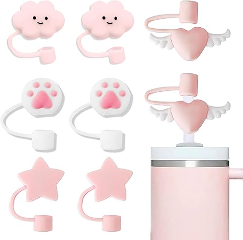 8 fundas de popote compatibles con vasos Stanley de 30 y 40 onzas, reutilizables y bonitos protectores de tapas para popotes Stanley de 0.4