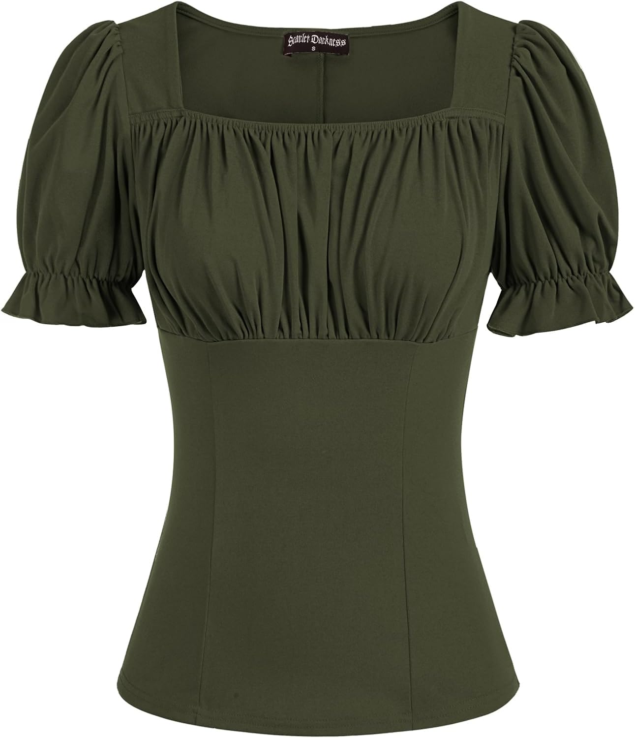 Scarlet Darkness Peasant Tops for Women Vintage Puff Sleeve Square Neck Renaissance Shirt