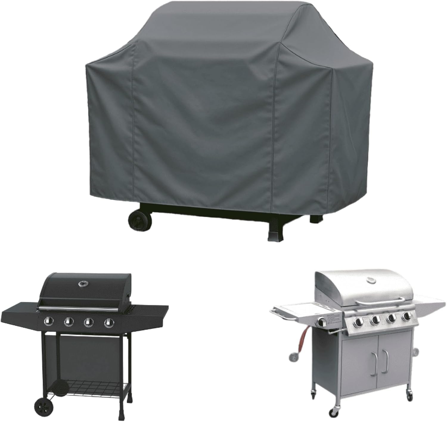 Home Source Duracover 4 Burner BBQ Protective Cover, Waterproof for Outdoor Use – Durable Polyester Grill Protector with Drawstring Closure, Extra Large Gas BBQ Cover