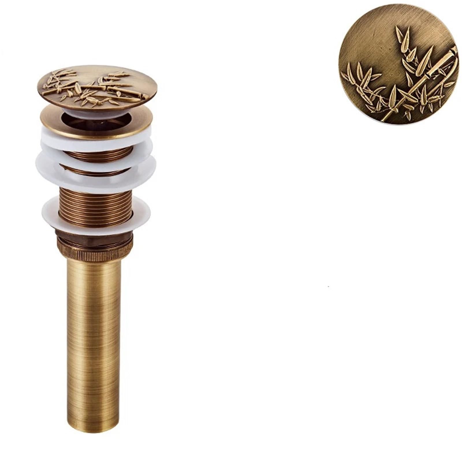 Basin Sink Pop Up Drain Bathroom Lavatory Basin Sink Pop Up Drain Antique Finish Brass Material Clic-clac Waterlet Vanity Waste Drainer(No Hole B4)