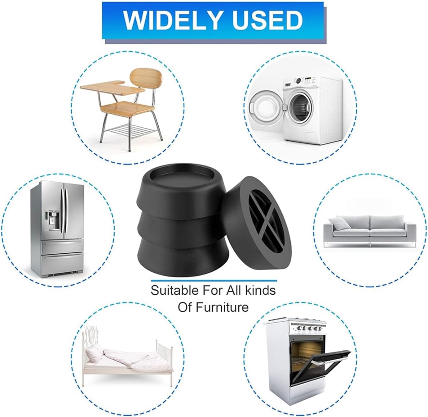 4Pcs Furniture Anti Vibration Pads Noise-reducing Feet For Washing Machine Universal Leg Base Mats