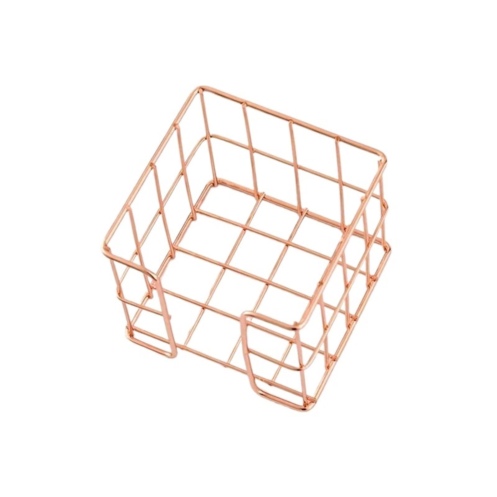 Yangshe Rose Gold 3Pcs Metal Note Holder Cube Desktop Organizer For Desk Office Supplies
