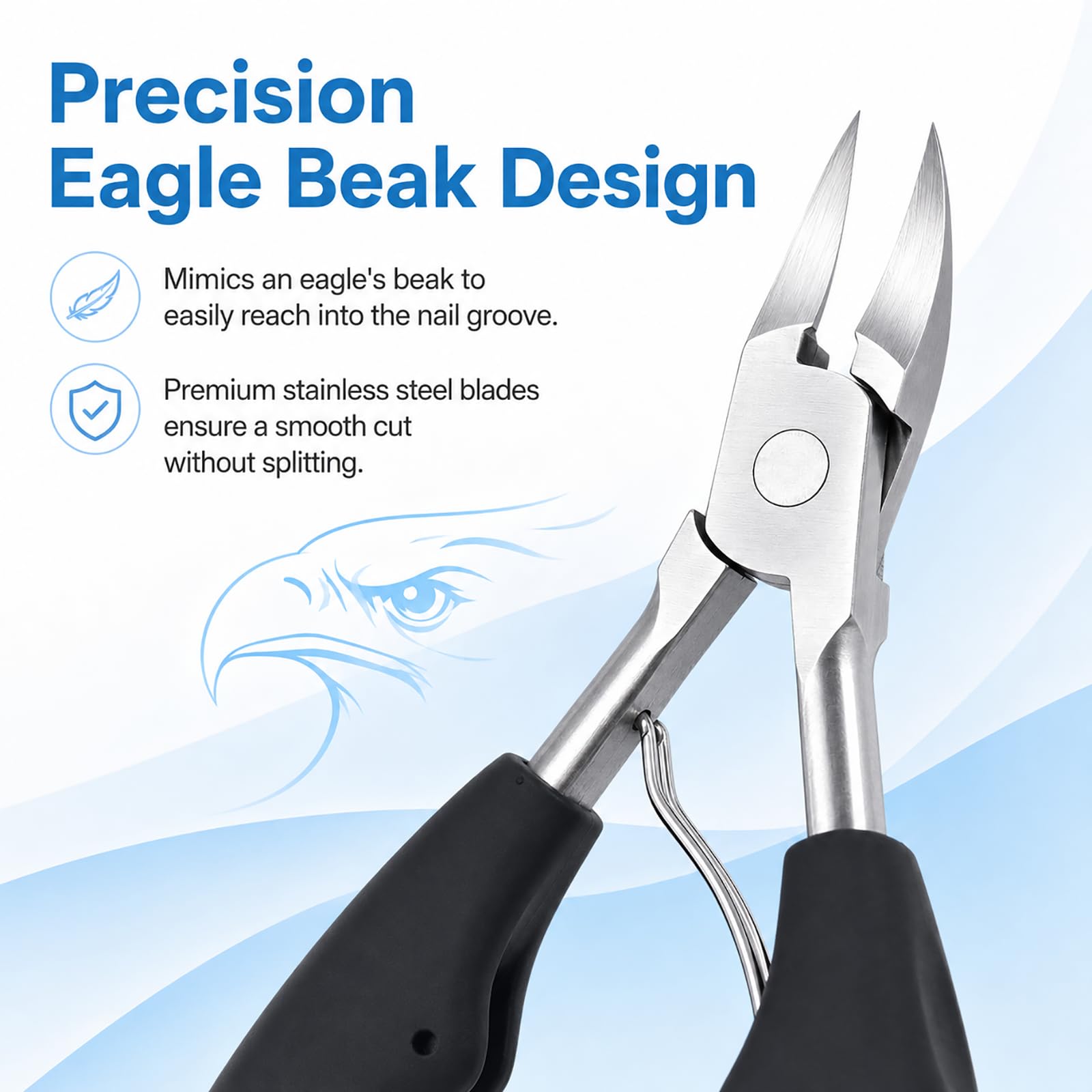 Präzisions-Nagelknipser aus Edelstahl, für dicke und eingewachsene Zehen, Podologischer Trimmer mit ergonomischem Griff, weicher Griff, anti-mykotisch, professionell für empfindliche Füße