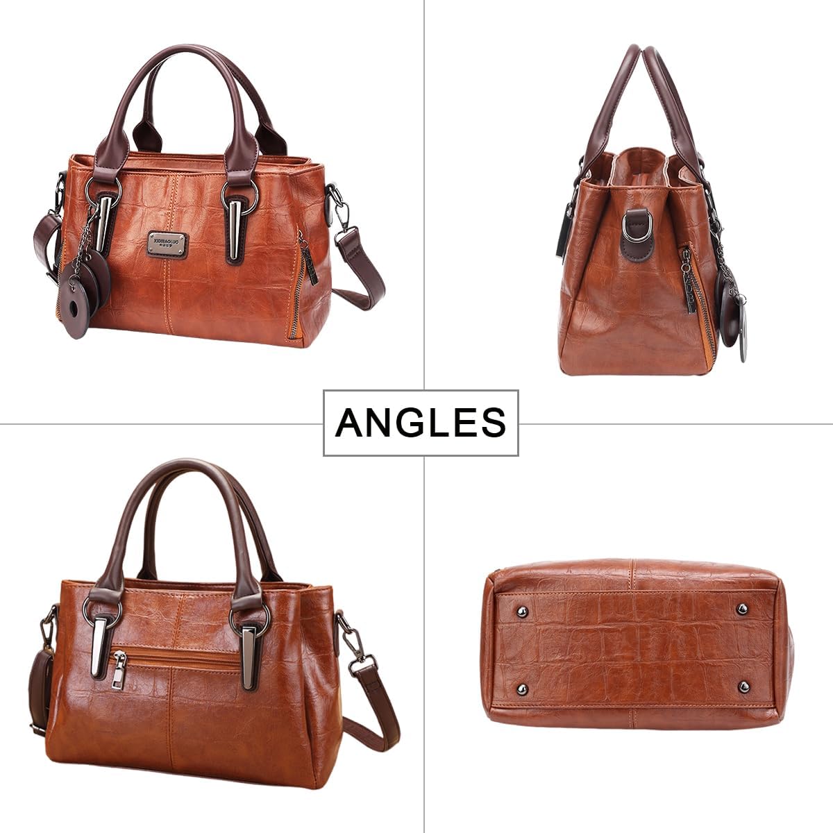 Handbags and Purses for Women Vegan Leather Tote Bag with Zipper Compartments Womens Shoulder Crossbody Satchel Bags