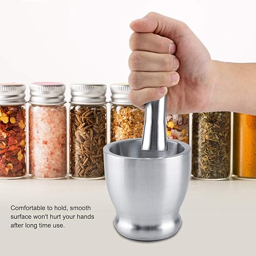 Miniatura 7 de Juego de mortero y mortero de acero inoxidable molinillo de especias trituradora de píldoras herramienta de cocina trituradora de píldoras molinillo
