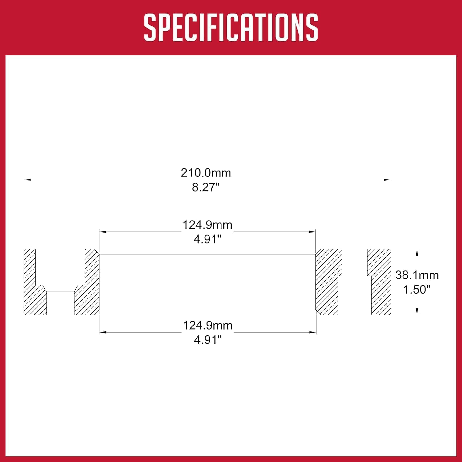 Wheel Accessories Parts 4 Pcs Wheel Spacers 8 on 170mm 8x170mm 1.50 Inch Thick 124.9mm Hub M14x1.5 14x1.5 Thread Stud Fits Ford F250 F350 Super Duty Single Rear Wheel | Dually F&R