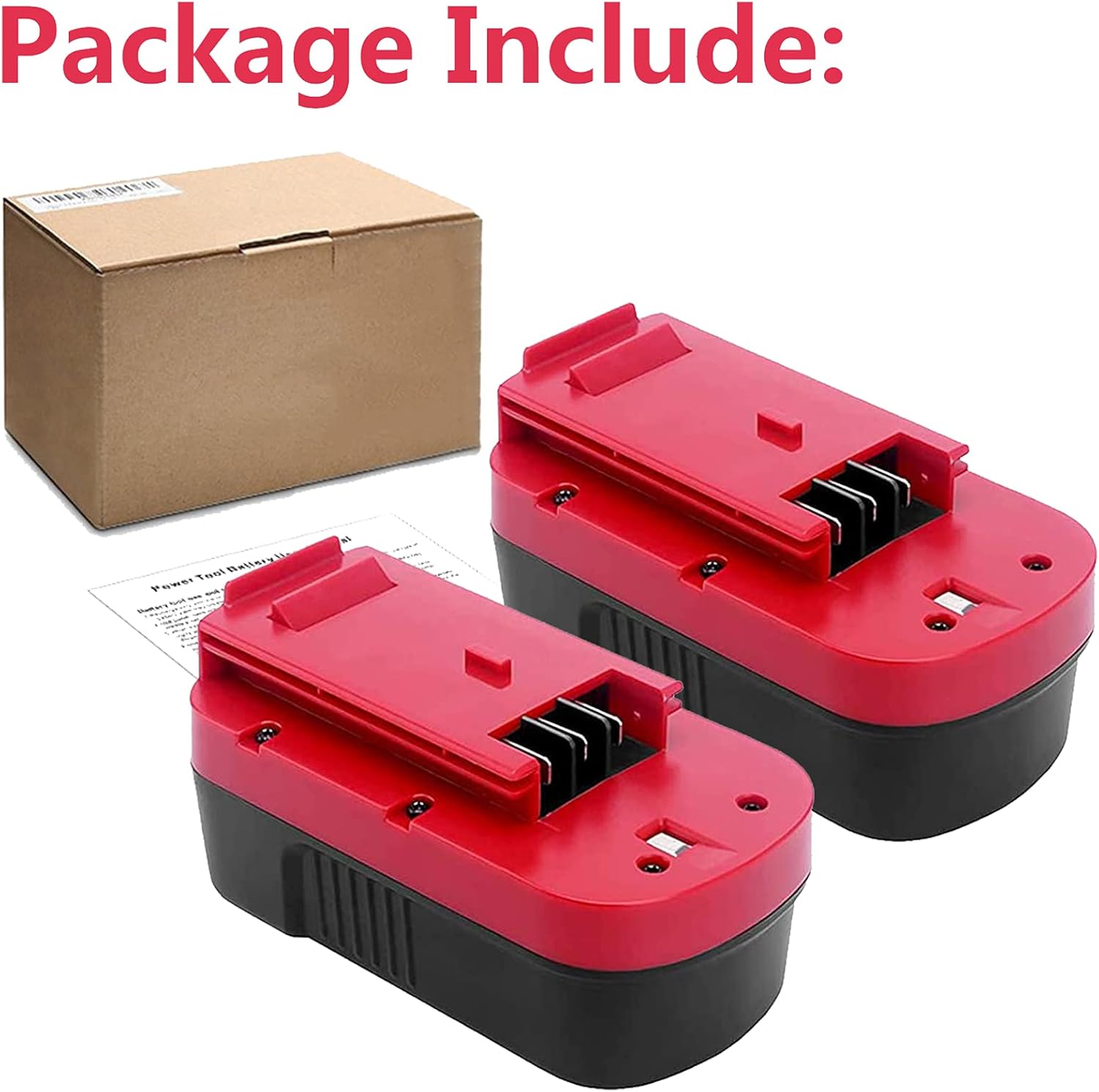 2-Pack [Upgraded to 3600mAh] HPB18 Replacement for Black and Decker 18V Battery Compatible with Black and Decker 18 Volt Battery Ni-Mh 244760-00 A1718 FS18FL FSB18 Firestorm Cordless Tools (Red)