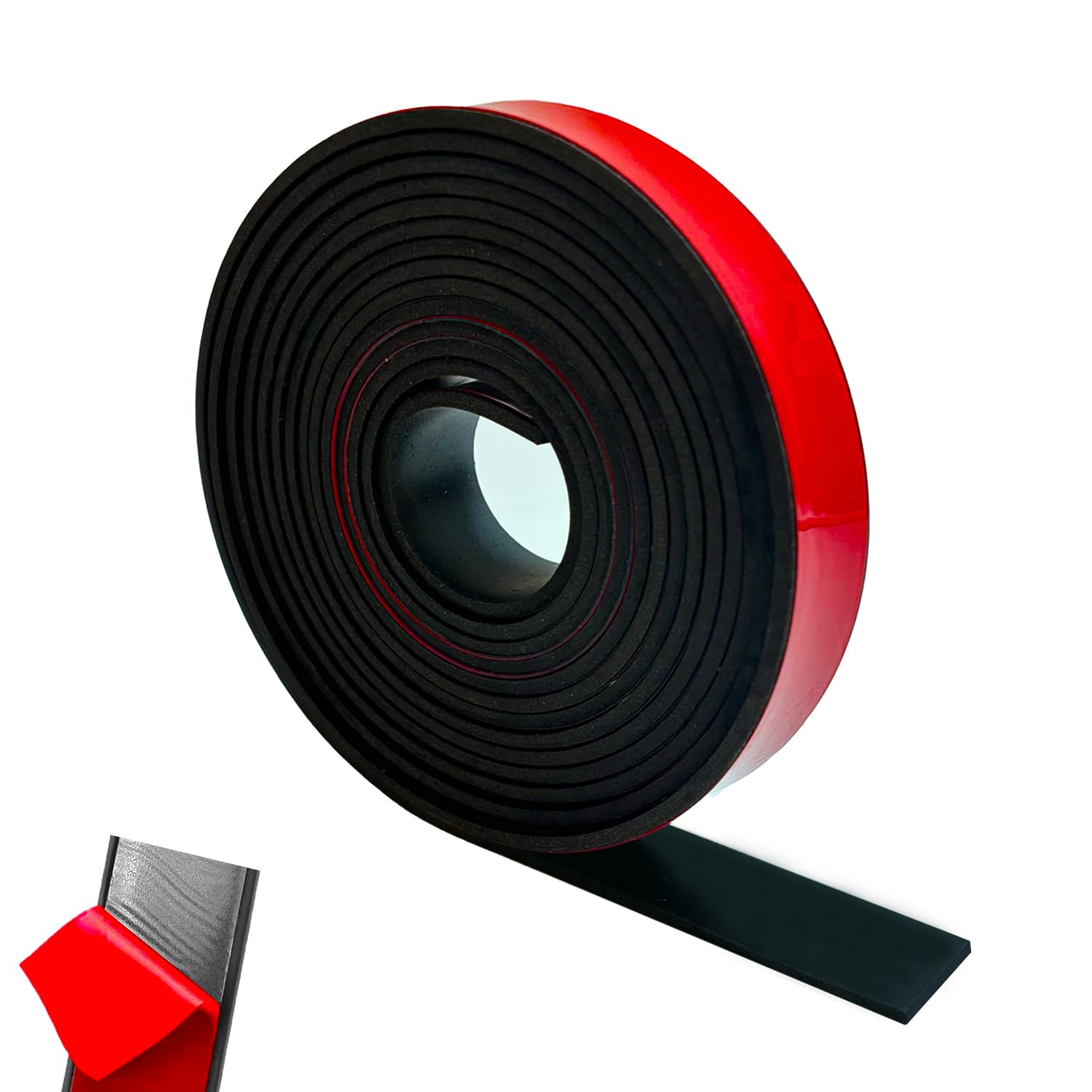 Rubber Strip Self-Adhesive Neoprene Rubber Sheet Solid Neoprene Sealing Roll for Weather Seal Pads Floor Covering Vibration Protection Gasket DIY Leveling 20mm(W) x2mm(T) x3m(L)