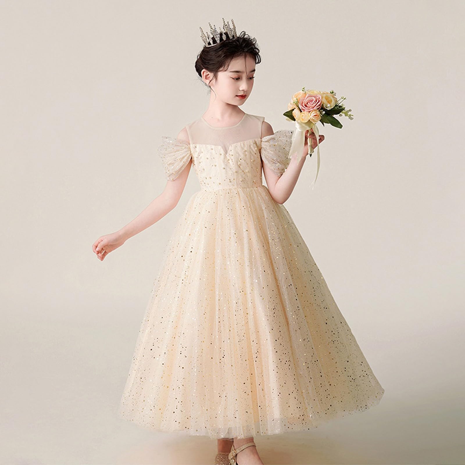 Vestito da festa per ragazze, abito da principessa per feste di compleanno, abito da sera formale, damigella d'onore, matrimonio, fiore, ragazza, tulle, maxi abito da ballo