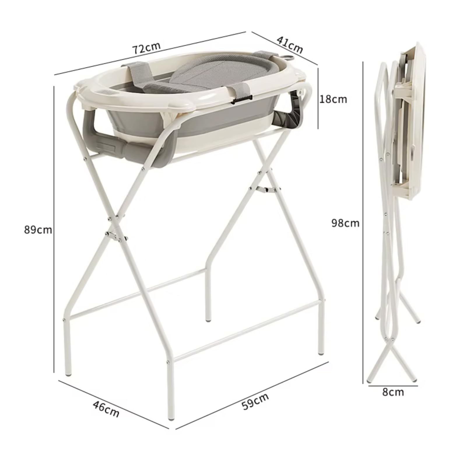 Baby Badewanne mit Gestell, Thermometer und Pflegezubehör, Aufsatz für Neugeborene, Tragbare Badewanne sowie 8-tlg Neugeborenen Pflegeset in Blau oder Rosa