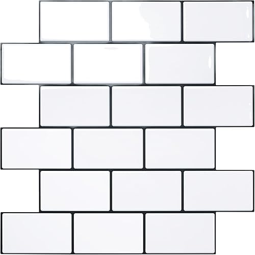 STICKGOO Peel and Stick Backsplash, White Subway Tile Stick on Backsplash for Kitchen (Pack of 1, Thicker Design)