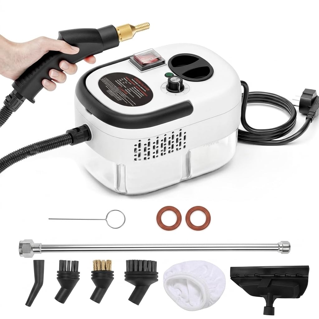 Pulitore a Vapore Portatile Multiuso con Serbatoio 1200ml – Pulitore Igienizzante Alta Pressione per Casa, Cucina, Bagno, Auto – Riscaldamento 15 Secondi, Vapore Regolabile