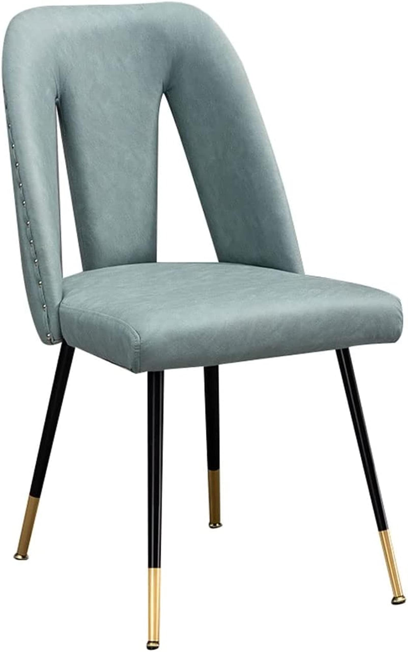Chaise de salle à manger moderne avec assise rembourrée kaki et pieds métalliques