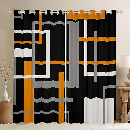 Miniatura 11 de Cortinas cuadradas grises, negras, rojas, blancas, con cuadrícula geométrica para niños, niñas, adolescentes, cortinas de tratamiento de ventanas