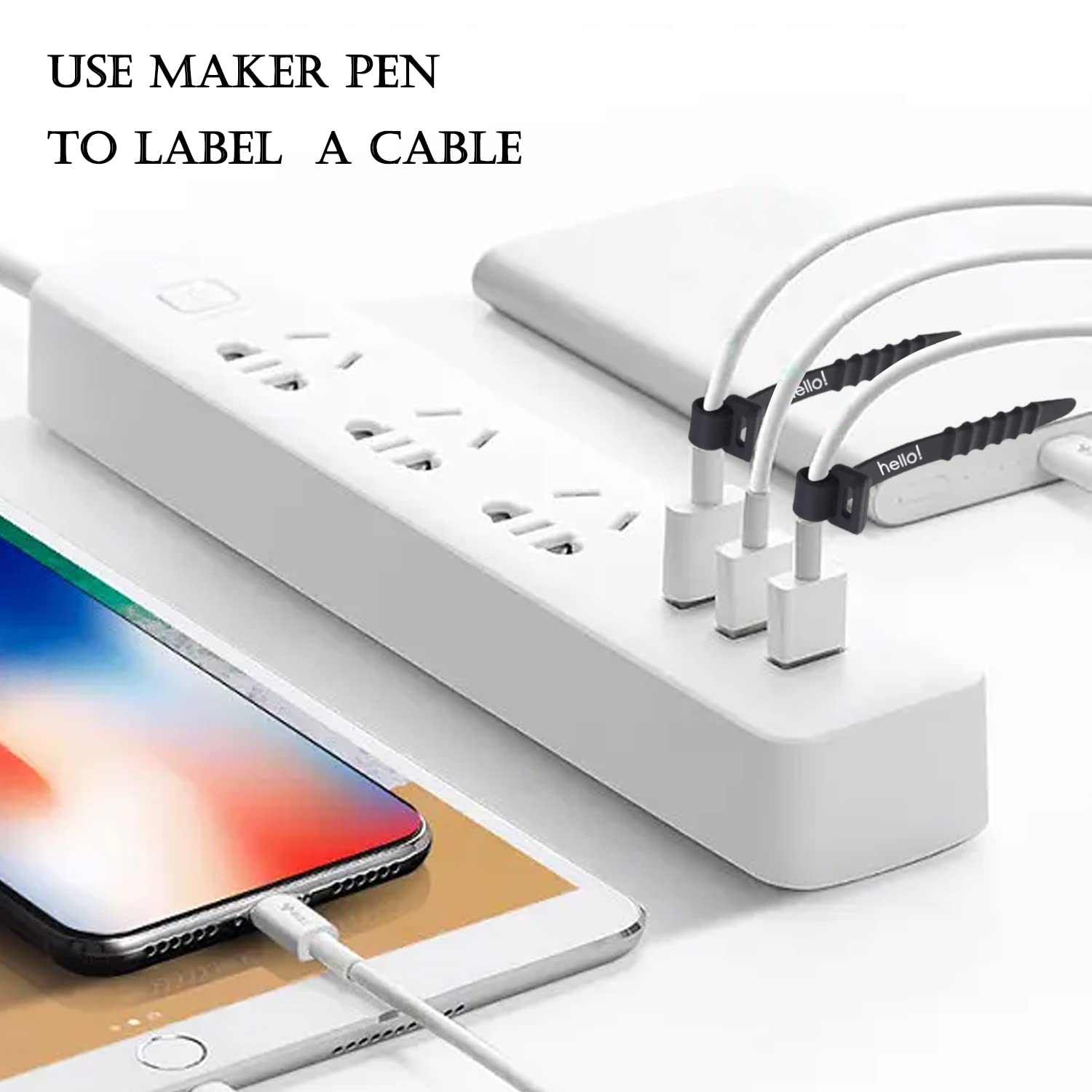 DQDEDIAN 24Pcs Reusable Cable Ties, 4.5 Inch Silicone Zip Ties, Elastic Cord Organizer Strats for Bundling Cable Wires,USB Cables,Headphone Cable,Pens, Keep Home Office Table Tidy (12 Colors)