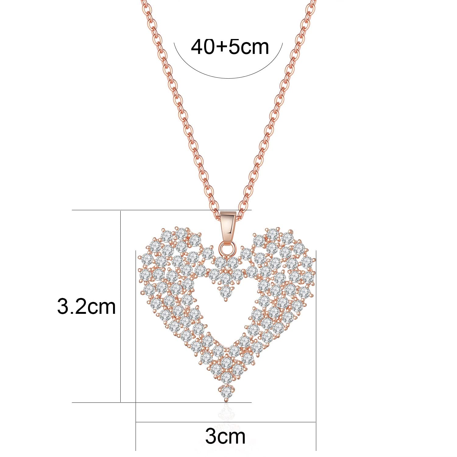 Collane Collana a Sospensione in Cristallo a Forma di Cuore Lucido Collana da Donna Banchetto di Banchetto Moda squisita Elegante Collana Gioielli Collana da Donna (Metal Color : Gold)