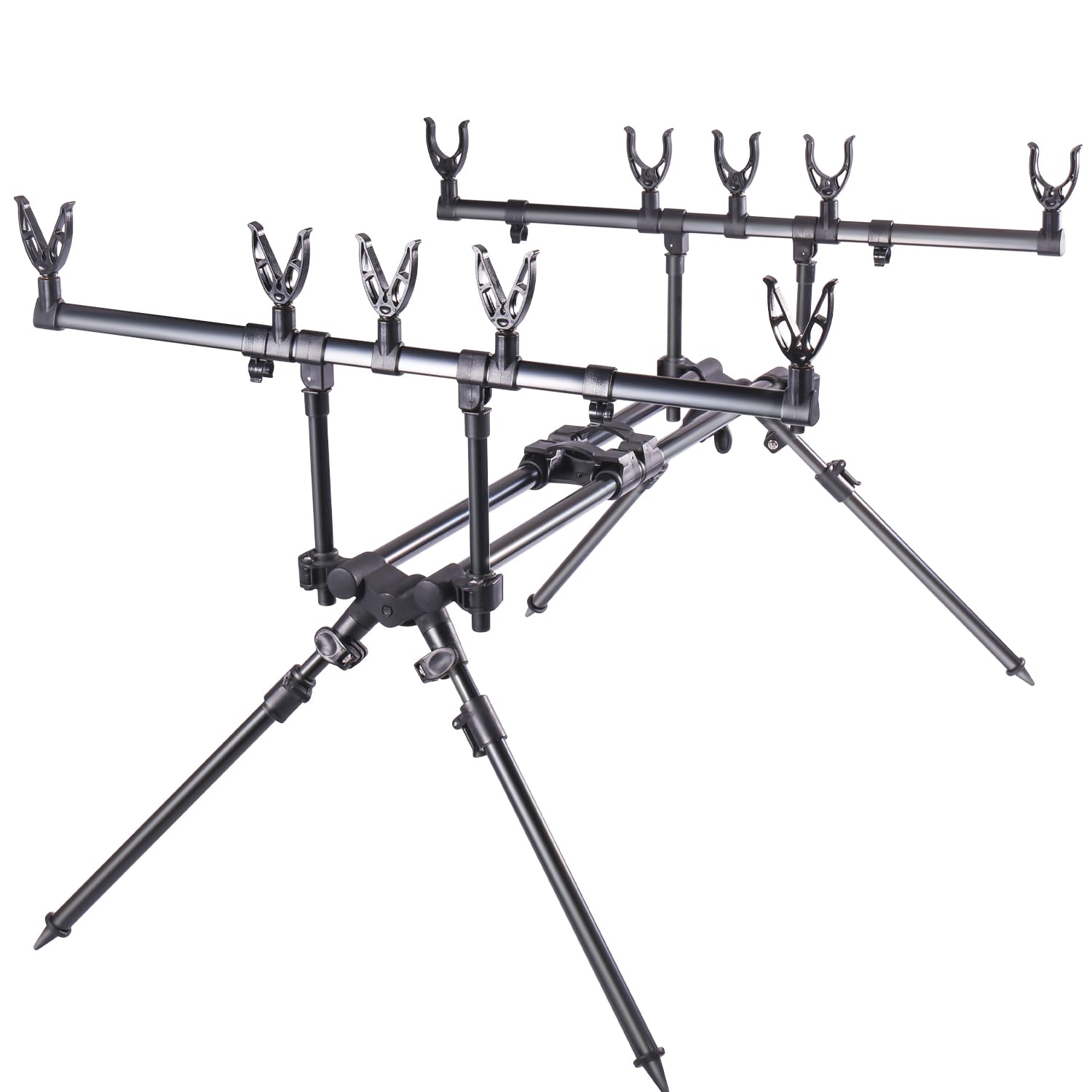 Yun Nong Support de canne à pêche à la carpe entièrement réglable en aluminium robuste pour canne à pêche à la carpe