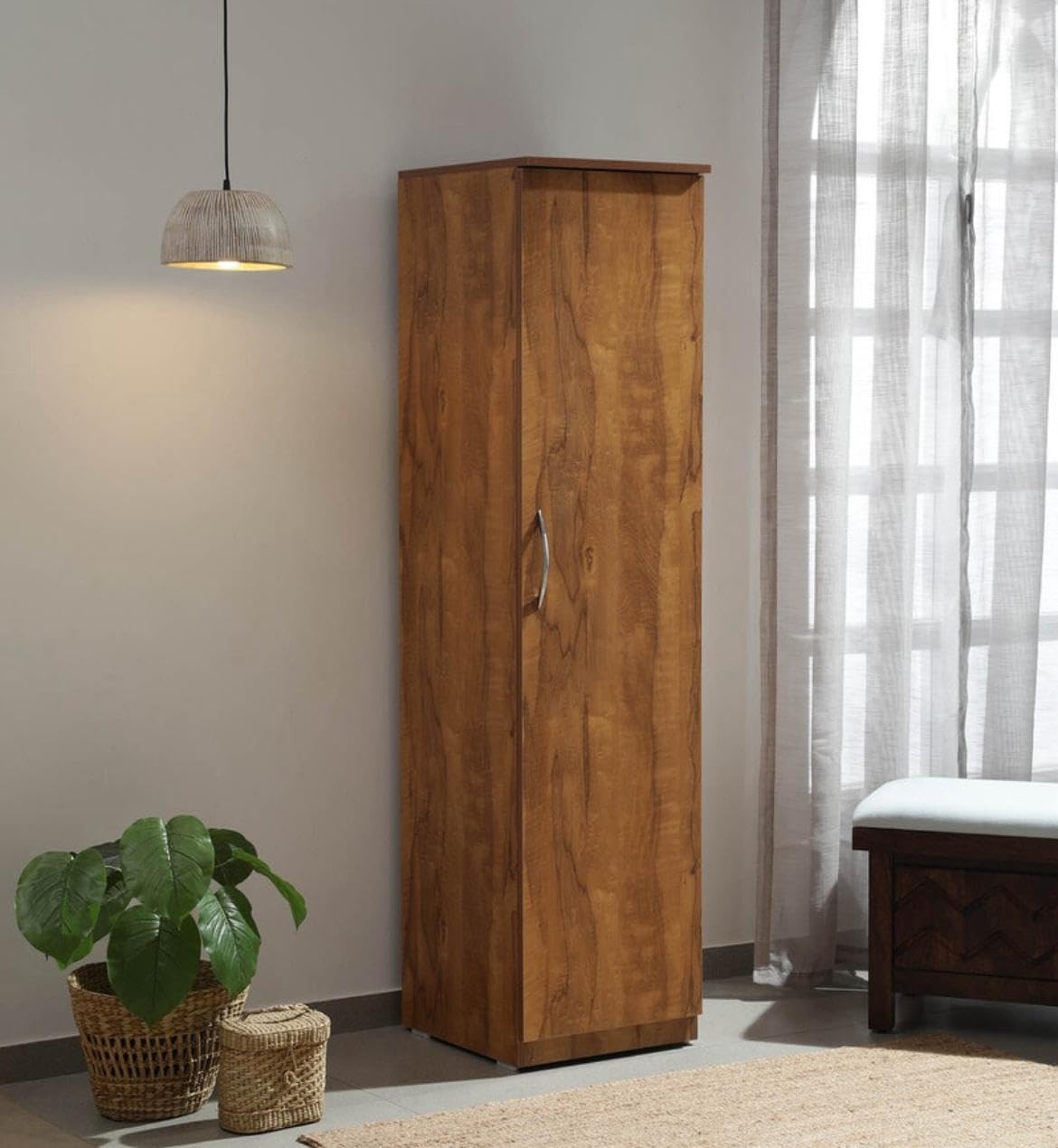 CASPIAN Wardrobe | 1 Year Warranty | Wardrobe for Clothes, Almirah for Clothes, Cupboard, Almirah Wooden (1 Door) (Brazilian Teak-picture-38