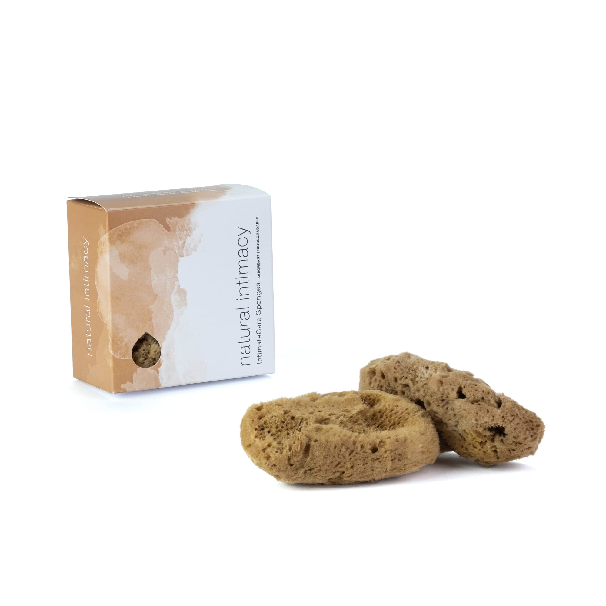 IntimateCare Sea Sponges. 2X 6.5-8cm Mediterranean Sponges in Plastic Free Packaging. Absolute Quality.