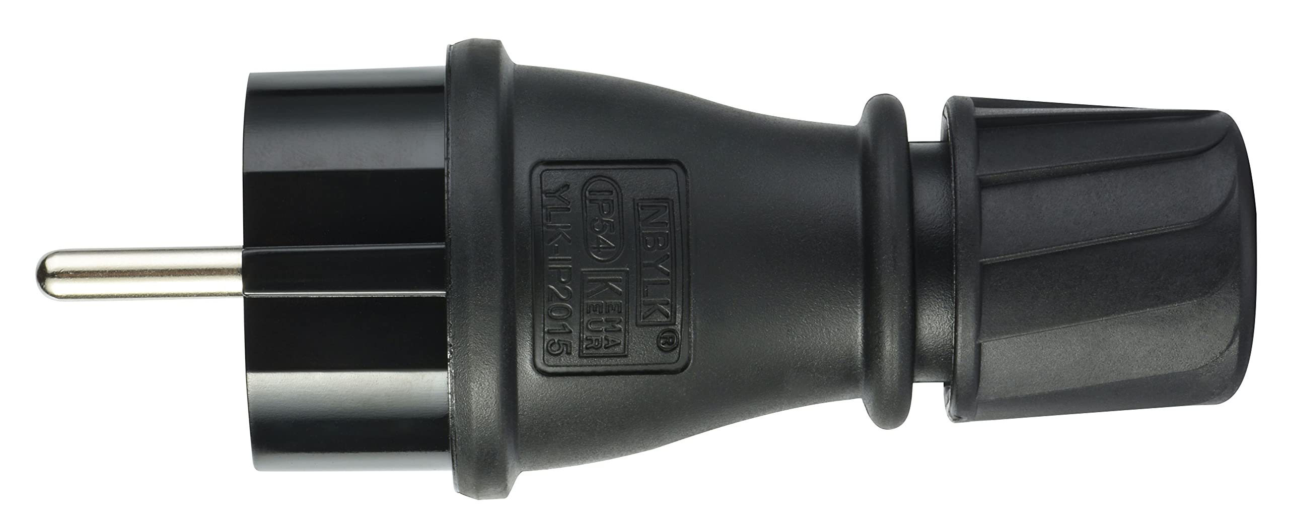 Electraline 55084, Clavija Enchufe Schuko Profesional, protección IP54, con Tornillo retenedor para facilitar el cableado, Negro