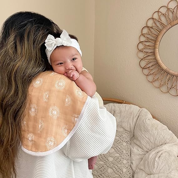 aden + anais Burpy Bib, 100% Cotton Muslin, Soft Absorbent 4 Layers, Multi-Use Burp Cloth and Bib, 22.5" X 11", 2 Pack, Keep Rising - Image 2