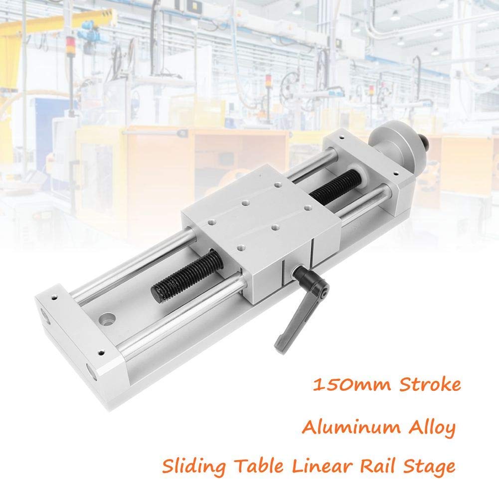 Tavolo scorrevole 150 mm con binario lineare, attrezzatura per tavolo scorrevole lineare manuale, modulo guida lineare manuale, modulo tavolo scorrevole con vite a croce, 80x80mm （150mm）