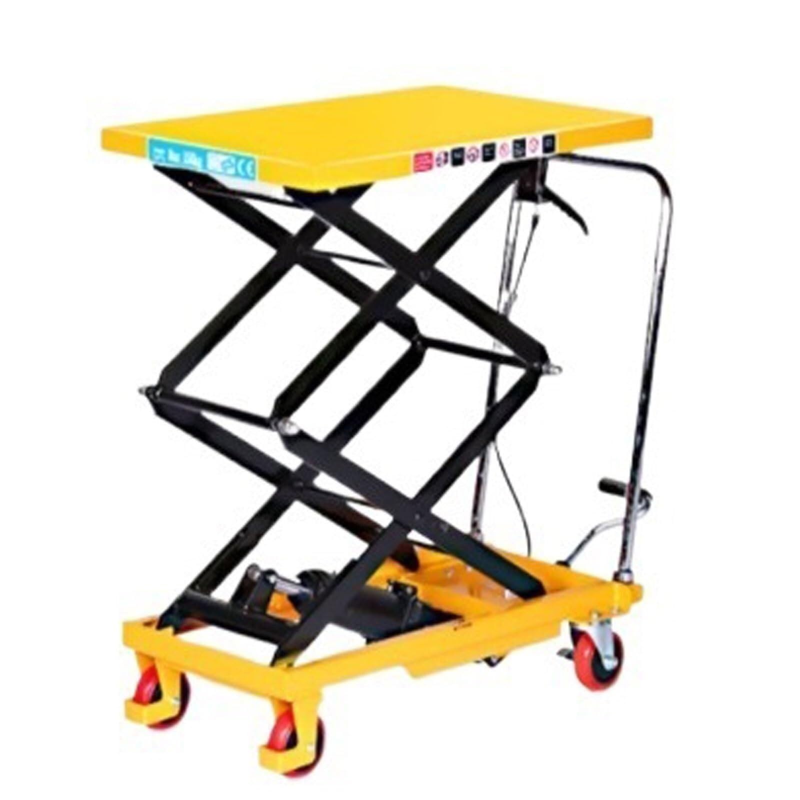 Chariot élévateur hydraulique manuel avec mécanisme à ciseaux, plate-forme élévatrice mobile pour un chargement et un transport faciles, supporte jusqu'à 150 kg