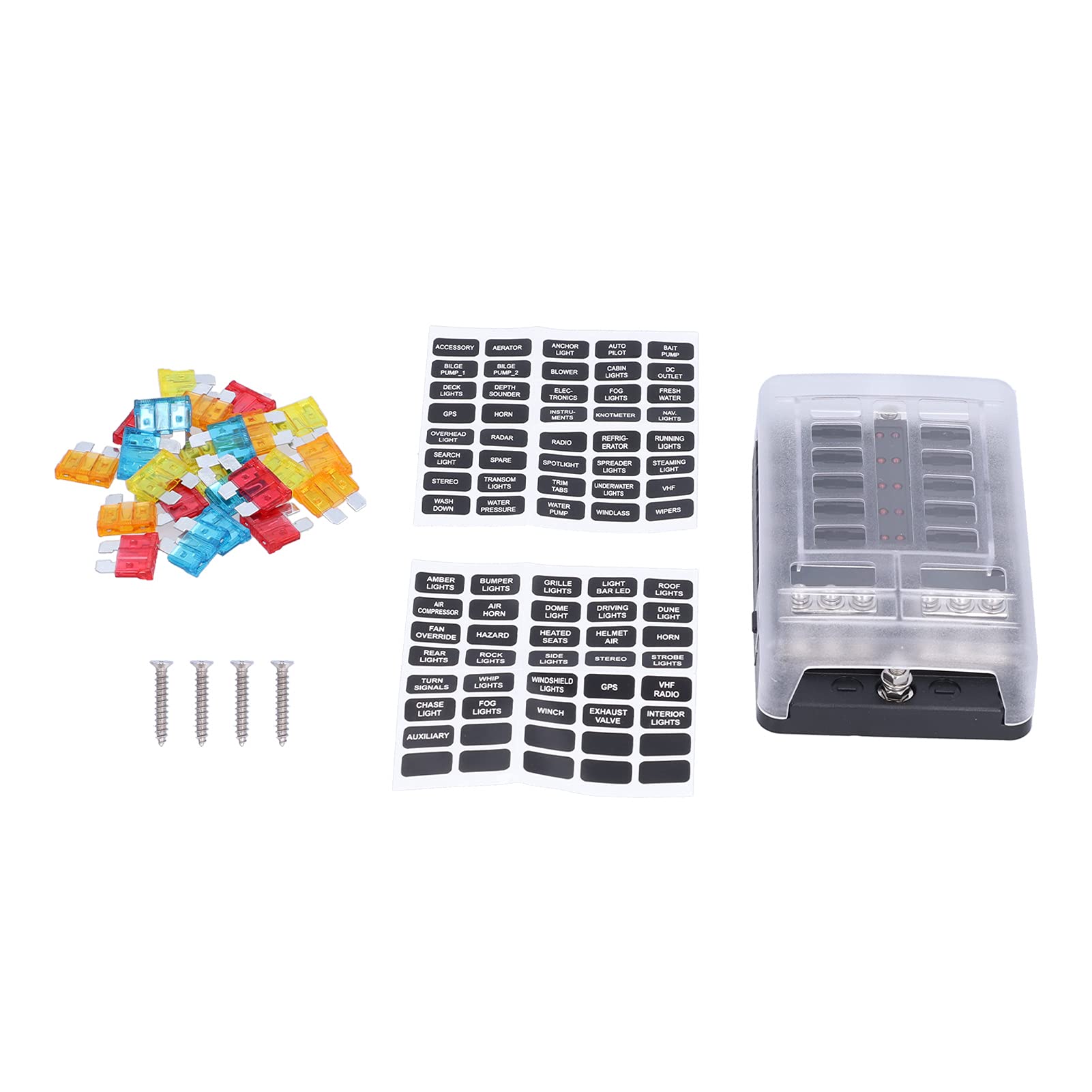 Bloc de boîte à fusibles à 12 voies 5A 10A 15A 20A porte-fusibles à lame avec indicateur LED couvercle étanche pour bateau marin de voiture