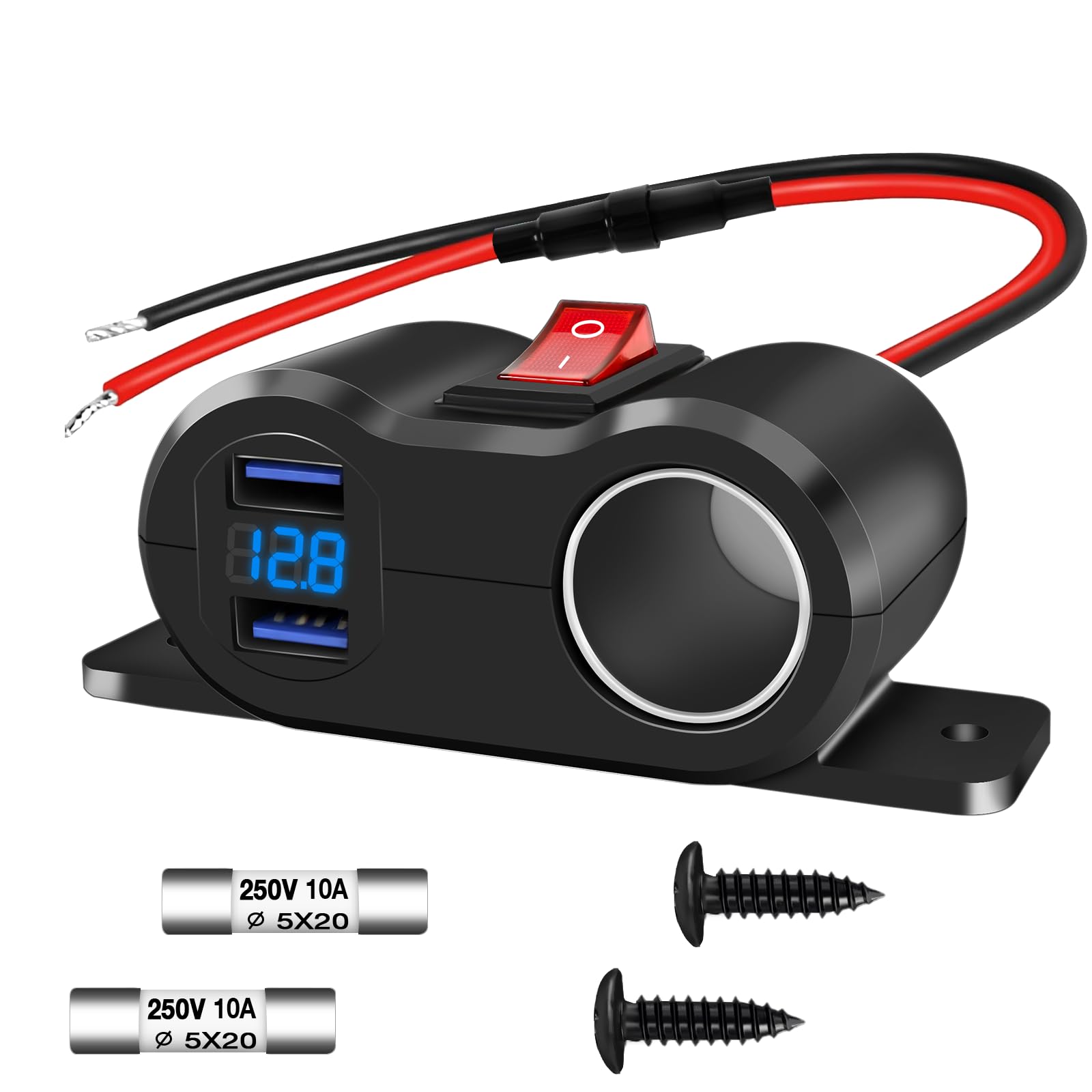 Auto USB Steckdose Mit QC3.0 & PD3.0 - 120W Zigarettenanzünder Splitter Mit Voltmeter