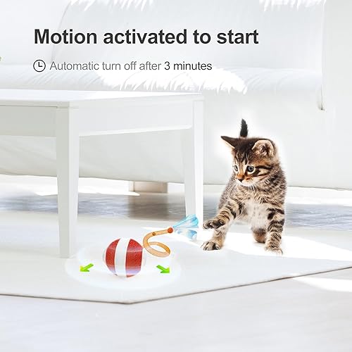 Miniatura 5 de Juguetes interactivos para gatos de interior, bola de gato ágil en movimiento de tercera generación con cola de malla elástica, juguetes automáticos