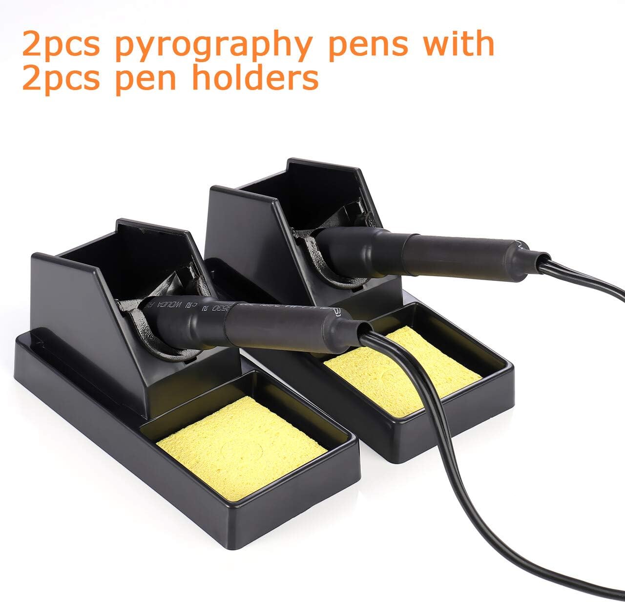 TOPCHANCES Wood Burning Tools Kit,110V 60W Professional Pyrography Wood Burning Kit with Dual Pen and Wire Tips for Beginners Adults (Dual Digital Display)