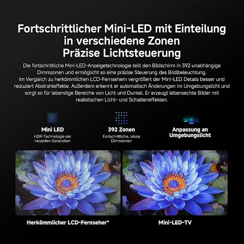 Xiaomi 65" S Mini TV, Borderless Design, Google TV, QD-Mini LED, 1200 Nits Maximum Brightness, 4K 144H High Refresh Rate, Ultra Smooth Gaming, Dolby Vision IQ & Dolby Atmos - 3