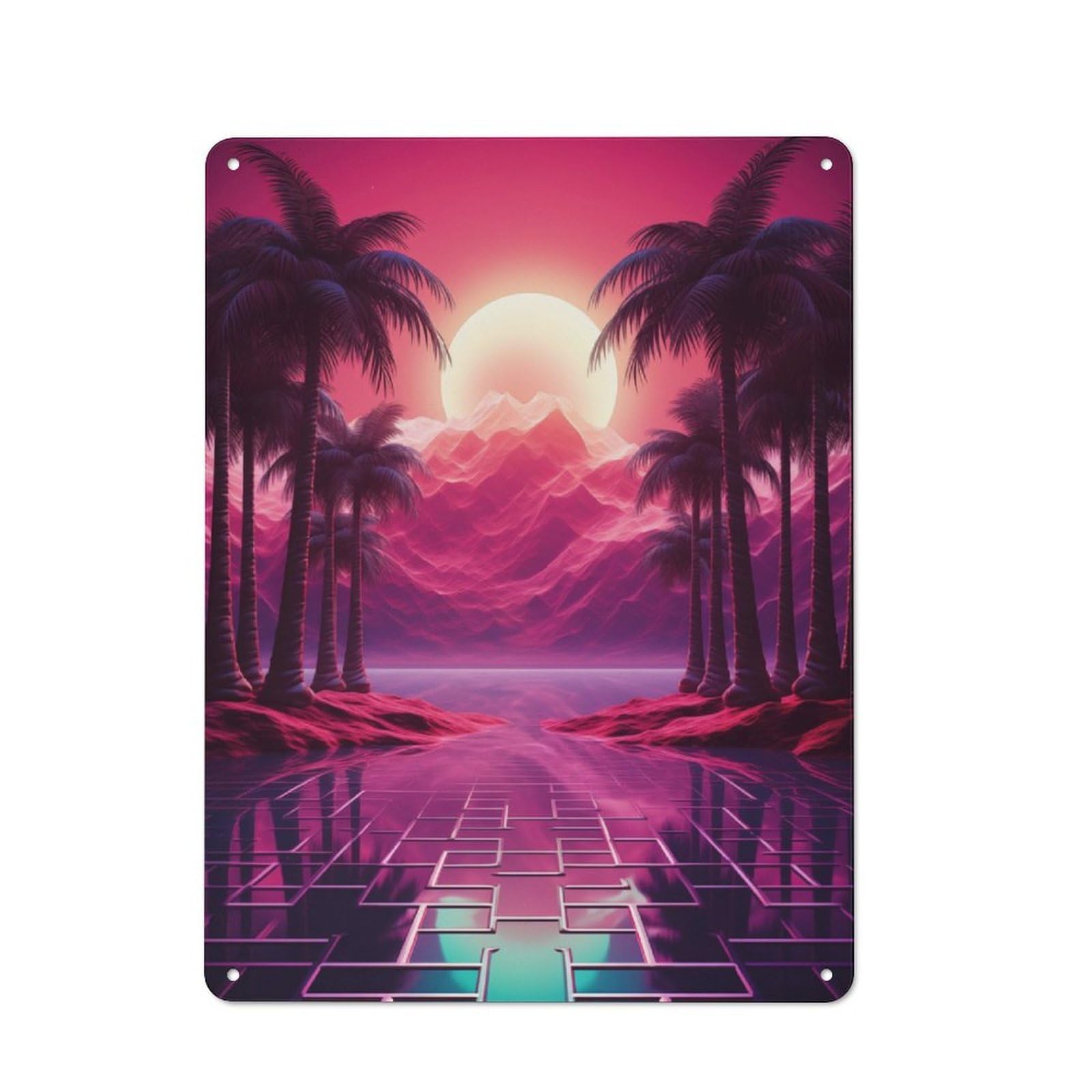 Junmoney Nostalgic Sunset Reverie Retro Metal Sign 40X30cm For Garage Wall, For Home Interiors And Metal Sign Collectors