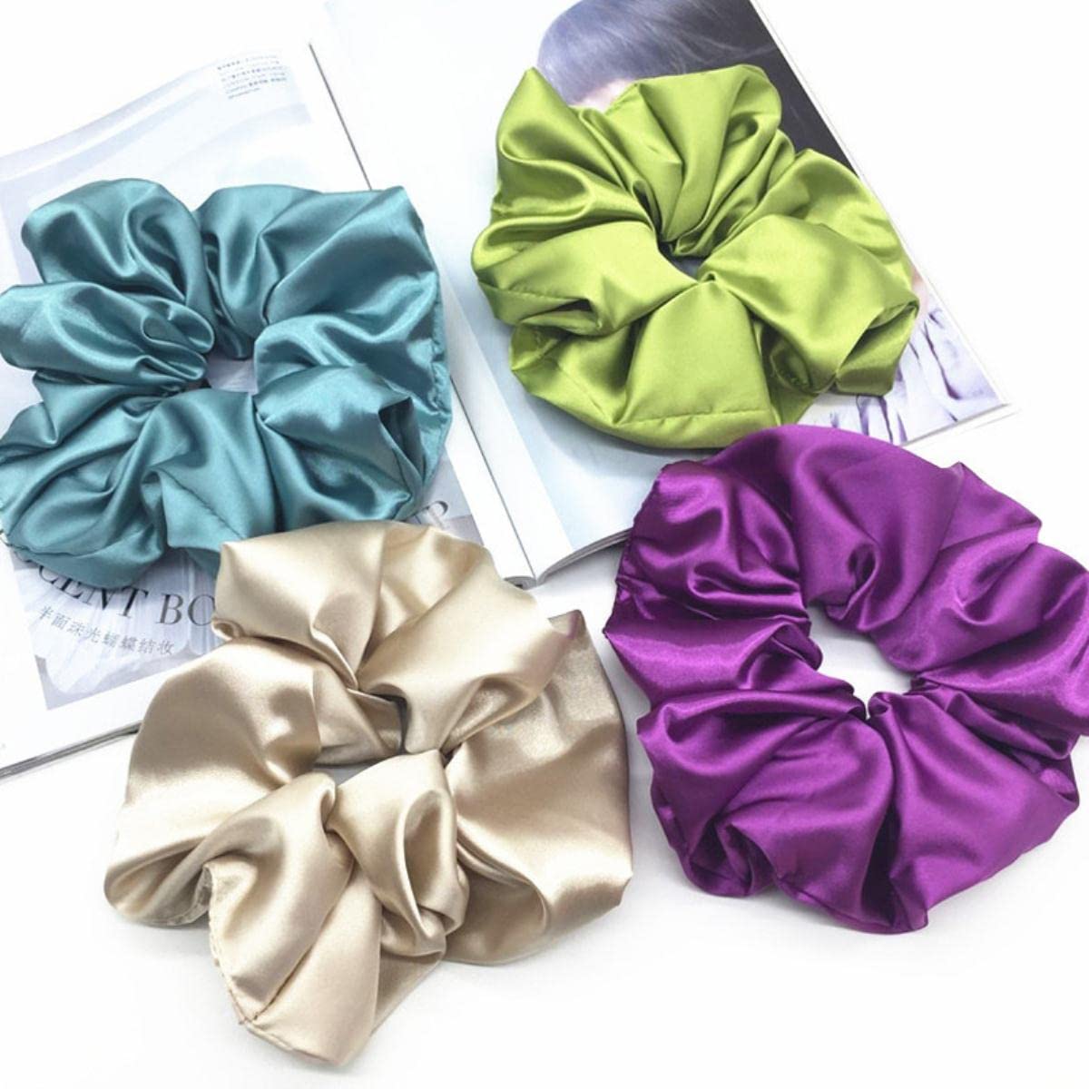 ACiyD Coleteros de Gran tamaño, Gomas Grandes para el Pelo, Bandas elásticas para el Pelo, Soporte para Cola de Caballo, coletero de satén Liso, Accesorios para el Cabello para Mujer-B9 (C7)